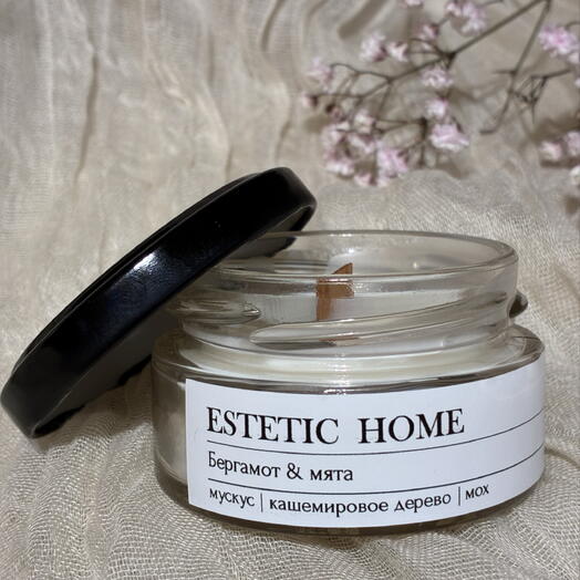 Аромасвеча ручной работы ESTETIC HOME Бергамот   мята