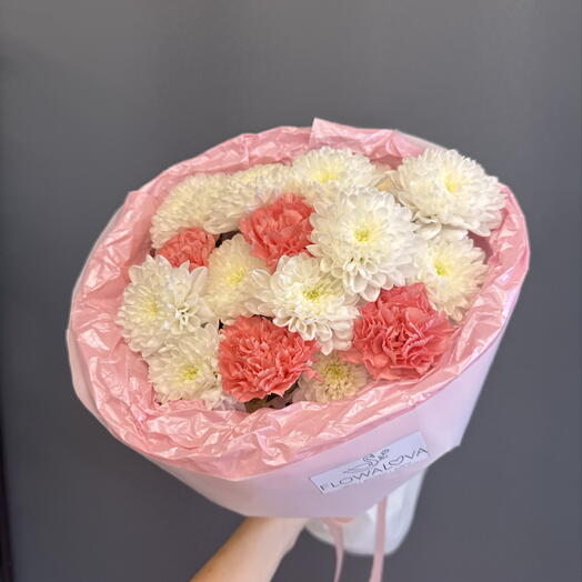Авторский букет 🌸 Хризантема и диантус