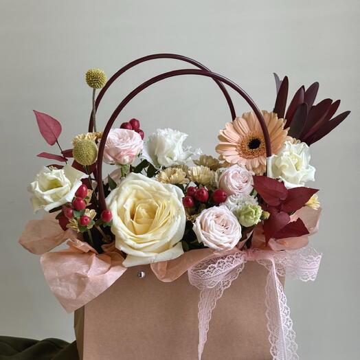 Крафтовая сумочка в персиковой гамме
