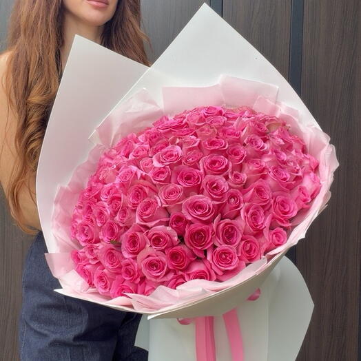 Букет из 101 розовой розы