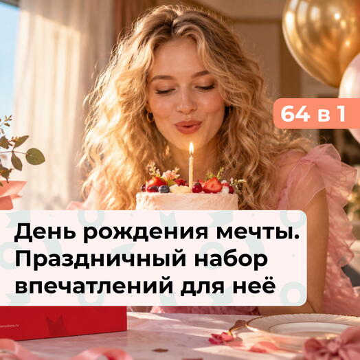 64 в 1 День рождения мечты. Премиальный подарочный набор на День рождения для девушки