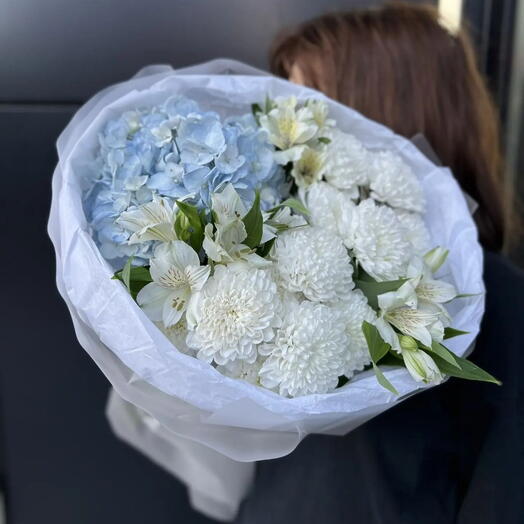 Авторский букет "На седьмом небе"/горт/куст хризантема/альстромерия /Цветы Уфа/Цветы в Уфе/Доставка цветов Уфа