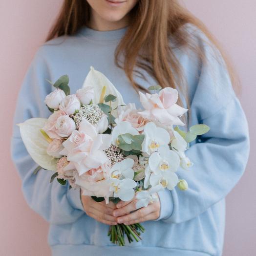 Bridal bouquet with orchids and anthurium