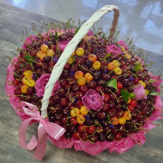 Basket with cherries