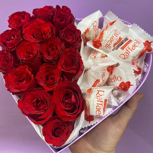 Розы и Рафаэлло «Для любимой♥️» в Большой коробке