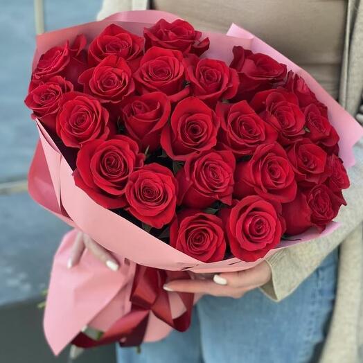 Ramo de 25 Rosas red Naomi en paquete a granel