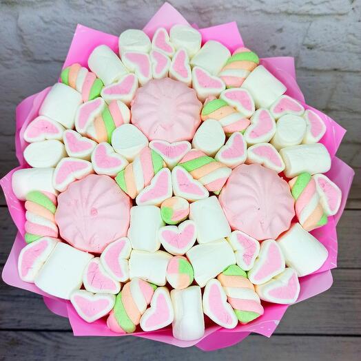 Sweet bouquet of marshmallows and marshmallows