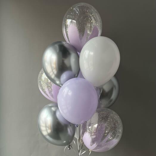 Набор воздушные гелиевые лавандовые, сиреневые шары💜