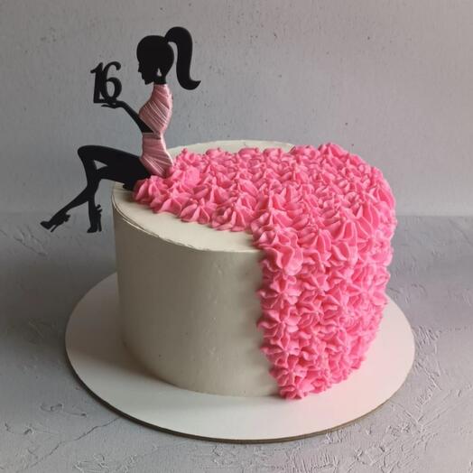 Торт с девушкой в платье на день рождения
