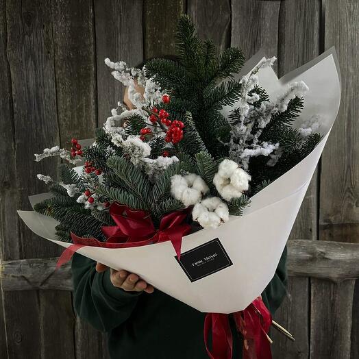 Букет «Мороз» с нобилисом и илексом FM170