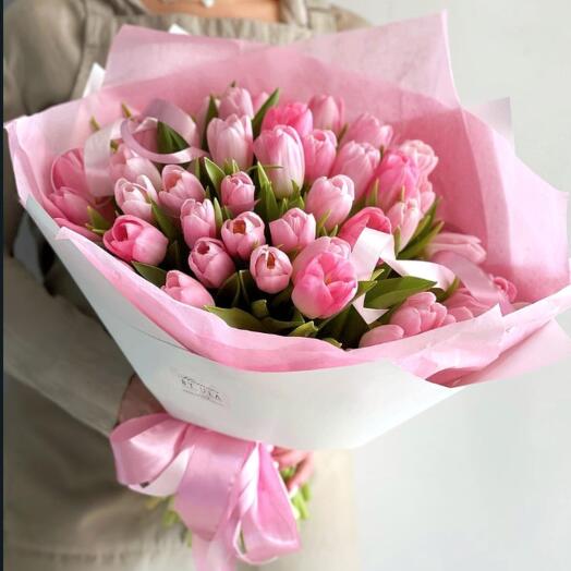Pink Tulips, 45 pcs