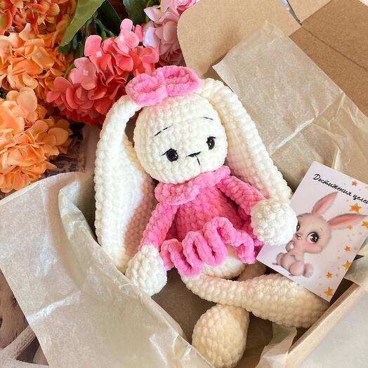 Conejito de juguete suave bailarina con orejas largas en vestido rosa