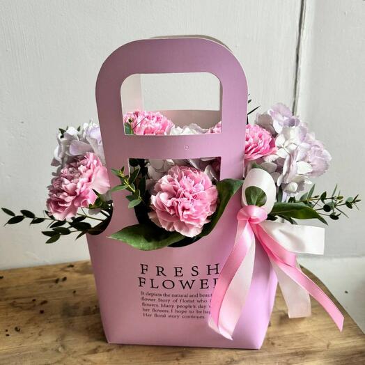 Flores en Caja hortensias y Dianthus S70