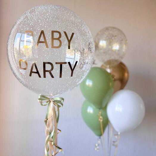 Набор шаров с вашей надписью «Baby Party»
