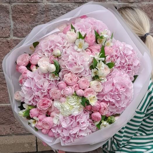 🤩Шикарный букет  гортензия / пион куст роза / альстромерия/ Доставка Уфа / Цветы Уфа