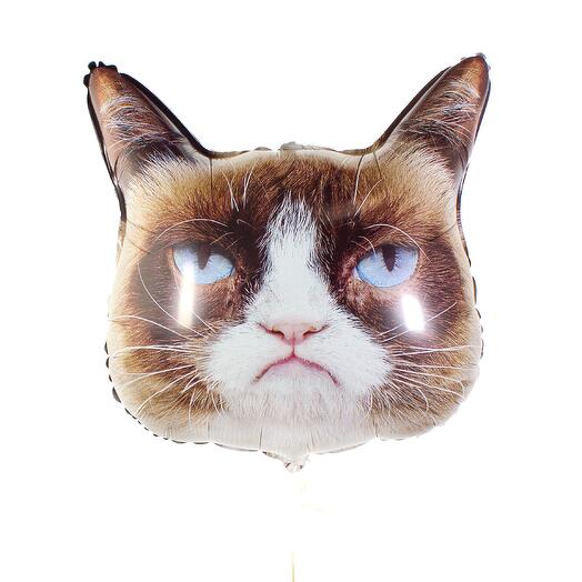 Шар с гелием из фольги без грузика  «Сердитая кошка» (Grumpy Cat)