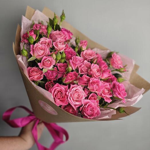 Pink bush roses in craft decoration