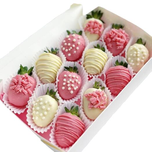 Baby Pink Strawberry Chocolate 12 pcs