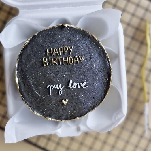 Бенто торт "Happy birthday my love", черный
