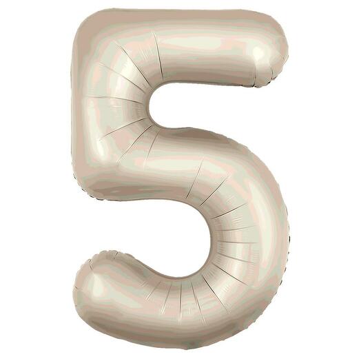 Фольгированный воздушный гелиевый шар цифра 5 крем 102 см (40 дюймов) для украшения праздника и дня рождения