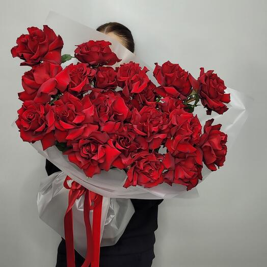 Картье (Красная французская роза эквадор 21шт)