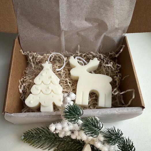 Новогодний набор свечей ручной работы