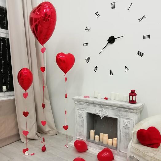 Set of red hearts