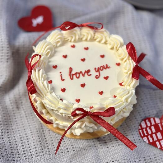 Бенто торт Ламбет I love you с бантиками для любимого мужа, девушки, жены