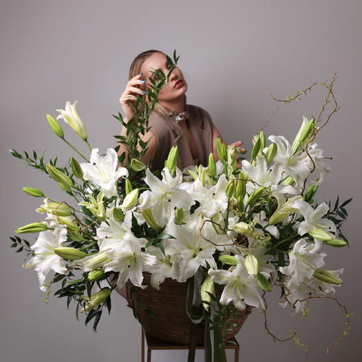 Flowers in basket  White lotus