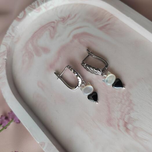 Серьги "белая кошка"