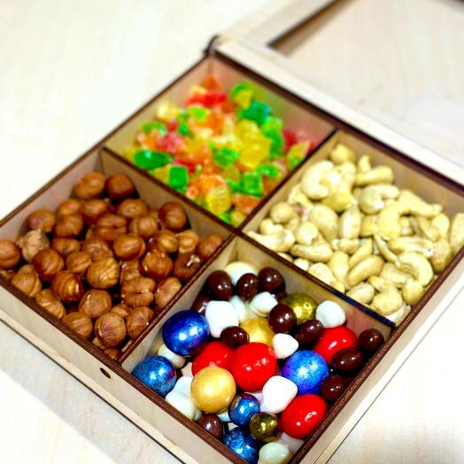 A box with nuts and candied fruits