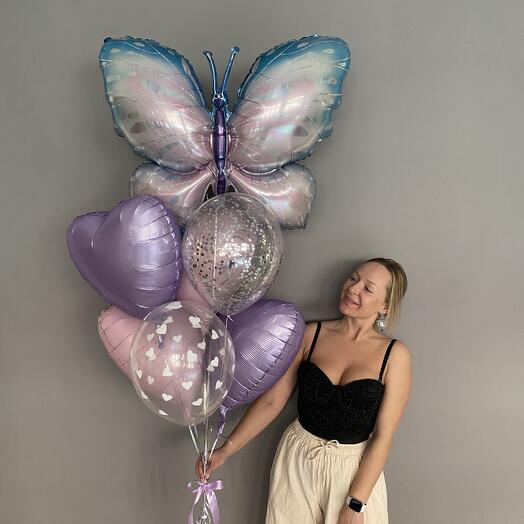 Balloons on March 8 for girls, for girls, for mom with a bowtie