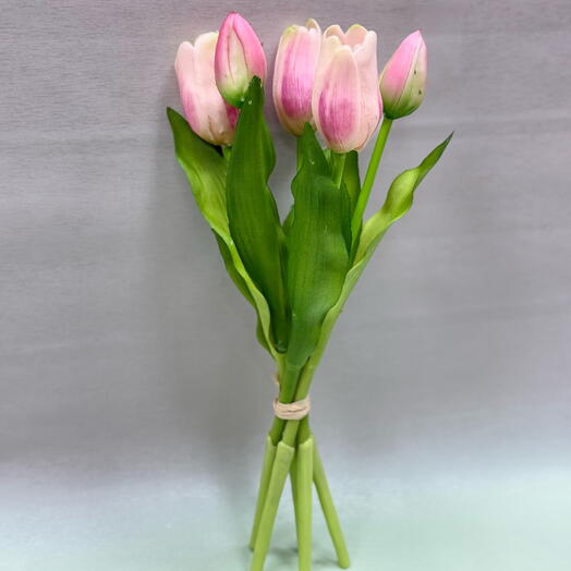 Тюльпаны искусственные силиконовые букет (5шт.)