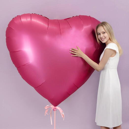 Воздушный шар гелий ГИГАНТ 145см сердце розовый Сатин. Helium balloon (145cm) heart pink satin
