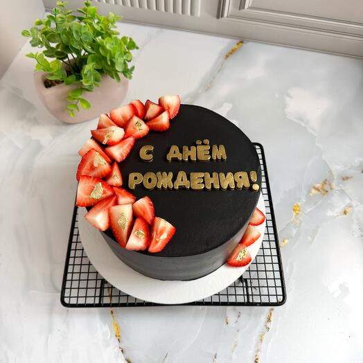 Торт в чёрном цвете, в подарок мужу, мужчине на День Рождения