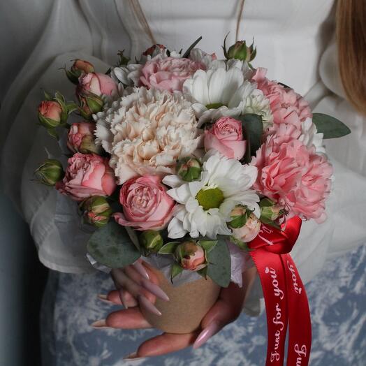 Летнее утро🌸 милый букет в крафтовом стакане