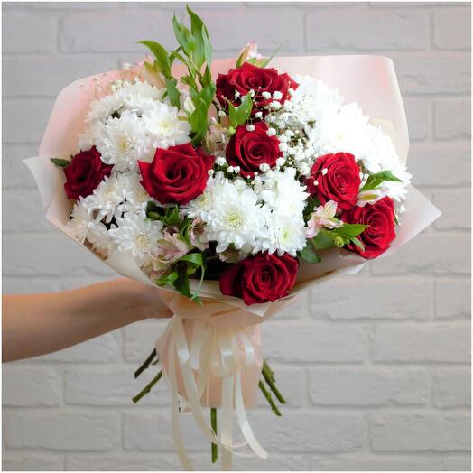 Розы + хризантемы