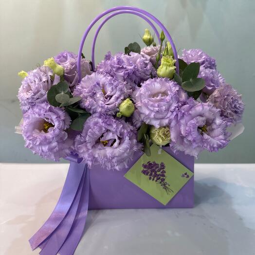 Эустома в коробке 💜 Лаванда
