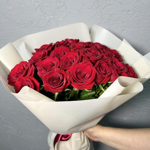 Красные розы (21шт) 50см