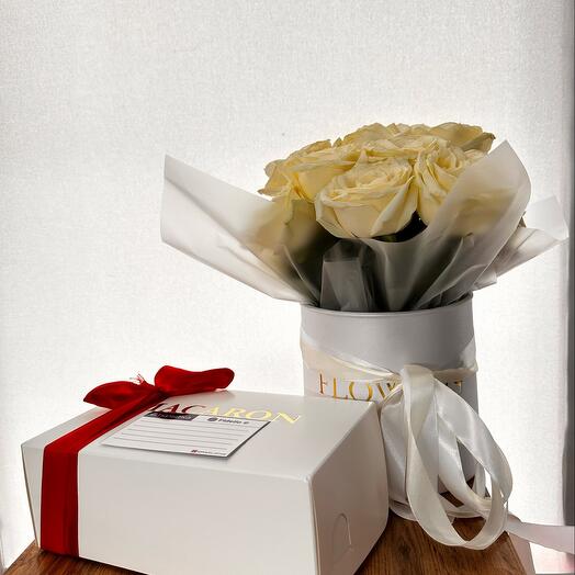 🎁Подарочный бокс «Мадлен и Белые Розы»🎁