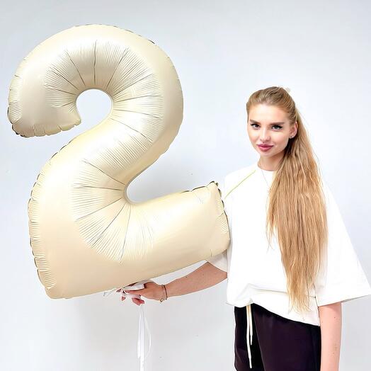 Фольгированная цифра шар «Бежевый» на выбор 102 см