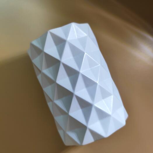 Гипсовая ваза для сухоцветов и искусственных цветов, матовая, 10.6x7.5см, белая, "рисунок" ромбы