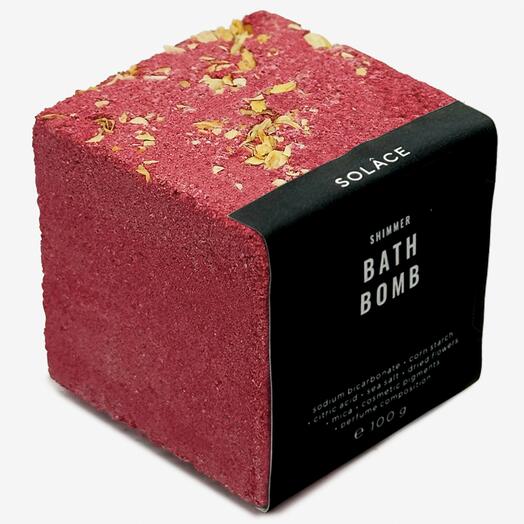 SOLACE Бомбочка для ванны "Вишня" с морской солью, шиммером и сухоцветами