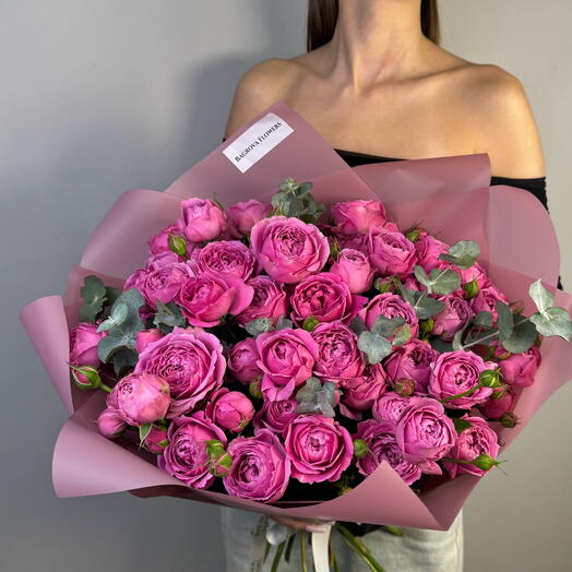 NEW💐Букет из малиновой кустовой пионовидной розы