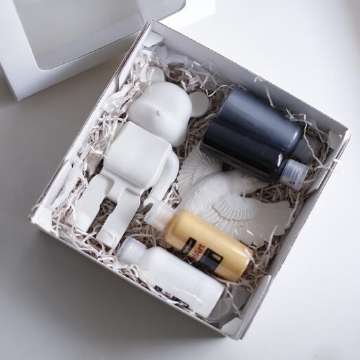 Набор для творчества с медведем и птичкой флюид арт 4цвета