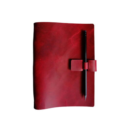 Кожаный блокнот А5 Красный "На застёжке" 2.0 с креплением для ручки
