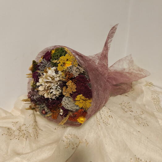 Pack de ramo de flores preservadas y secas+tarjeta a juego