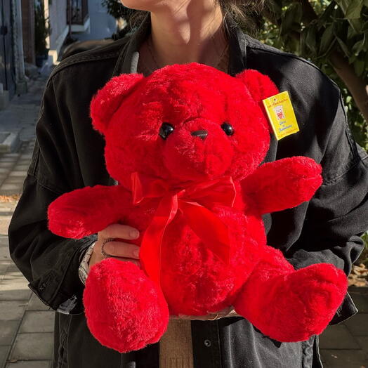 Мягкая игрушка мишка красный. Soft teddy bear red