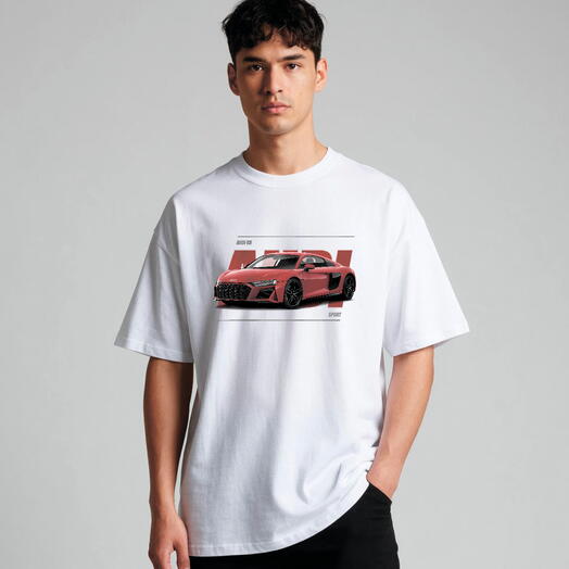 Футболка оверсайз Audi R8. Цвет: белый. Унисекс