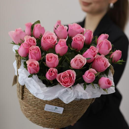 Корзина с нежными розами L